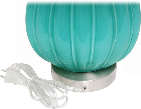 Elegant Designs LT3320-TEL Creased Fabric Shade Table Lamp, Teal/White