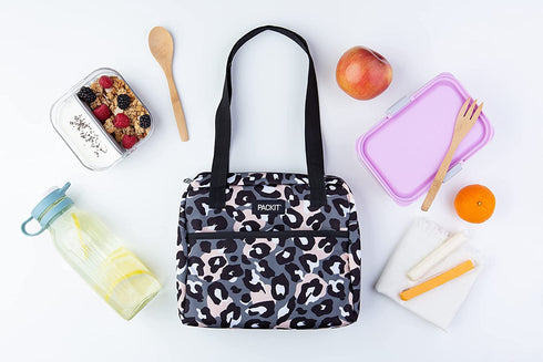 PackIt Freezable Hampton Lunch Bag, Wild Leopard Gray