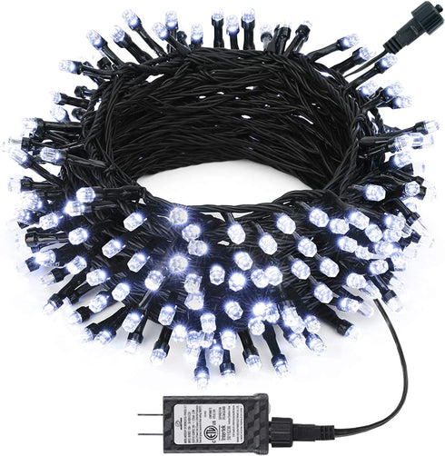 Lomotech White Christmas Lights, 66Ft 200 LED White String Light, Connectable Oversize Lamp Beads Light String, Timer Function 8 Modes Twinkle Light for Christmas, Garden, Holiday Decoration