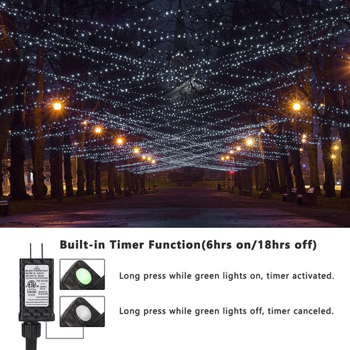 Lomotech White Christmas Lights, 66Ft 200 LED White String Light, Connectable Oversize Lamp Beads Light String, Timer Function 8 Modes Twinkle Light for Christmas, Garden, Holiday Decoration