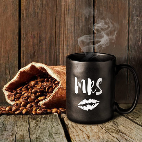 Funny Coffee Mug Set of 2, 15oz,Mr and Mrs Novelty Ceramic Cup with Unique handmade Potholes, Great Gift Idea For Wedding Birthday Christmas