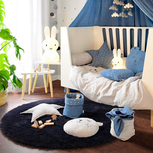 PAGISOFE Extra Soft 4x4 Round Navy Rug Circle Rugs for Kids Bedroom Fluffy Carpets and Shaggy Rugs Small Children Rug Furry Teepee Mat Comfy Reading Rug Circular Rug,Area Rugs for Girls Boys Baby Room