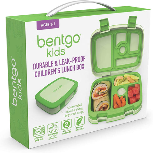 Bentgo® Kids Children™s Lunch Box - Leak-Proof, 5-Compartment Bento-Style Kids Lunch Box - Ideal Portion Sizes for Ages 3 to 7 - BPA-Free, Dishwasher Safe, Food-Safe Materials (Green)