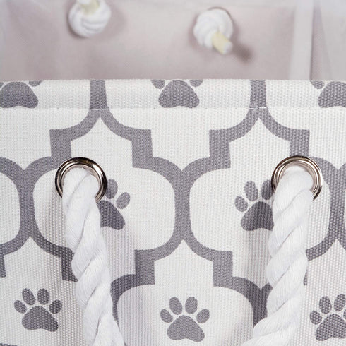 Bone Dry Pet Storage Collection Lattice Paw Print, Medium Round, White/Gray