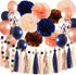 Navy Rose Gold Birthday Decorations for Women/Gender Reveal Party Decorations/Navy Peach Bridal Shower Decorations Champagne Gold Wedding/Navy Rose Gold Confetti Balloons Bachelorette Party Decor