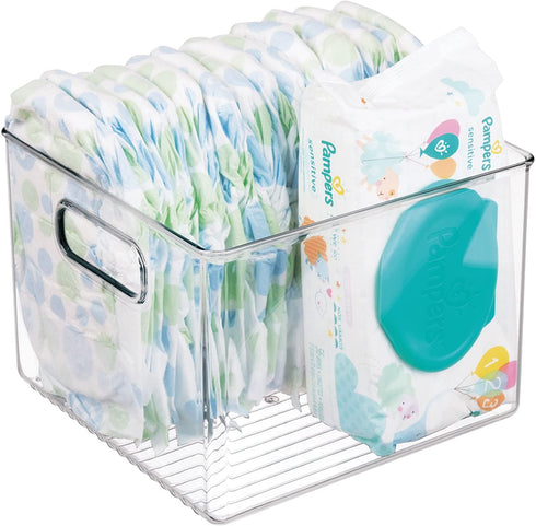 iDesign 71230 Plastic Bin, Kitchen Storage Organizer for Refrigerator, Freezer and Pantry, 8" x 8" x 6", BPA-Free, Medium, Clear