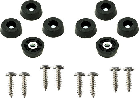 8 Small Round Rubber Feet Bumpers W/Screws - .250 H X .671 D - Made in USA