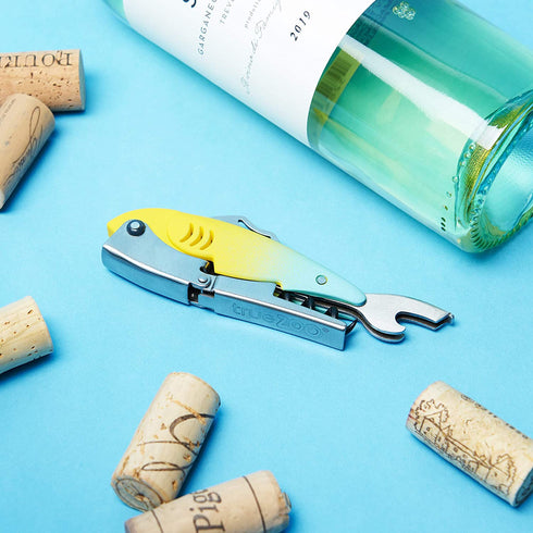 TrueZoo Gillbert Fish Double Hinged Corkscrew, Novelty Wine Key, Waiters Corkscrew Bottle Opener