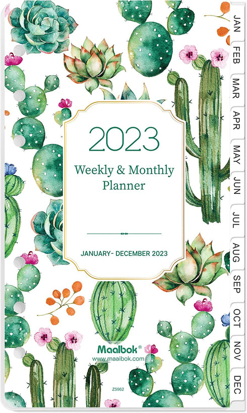 2023 Planner Refills - 2023 Weekly & Monthly Planner Refill, A6 Refill Paper, A6 Planner Inserts, 3-3/4" x 6-3/4", Planner Refills 2023 with Monthly Tabs, 6-Hole Punched, Loose Leaf