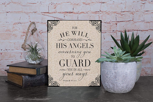Elanze Designs Angels Guard 8 x 10 Wood Print Overlay Wall Art Sign Plaque