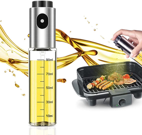 Lauon Oil Sprayer for Cooking, 100ml Olive Oil Dispenser for Air fryer, Kitchen Utensils Oil Glass Bottle for Salad, BBQ, Baking, Roasting, Grilling