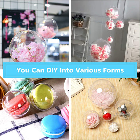 ZHMTang DIY Clear Plastic Christmas Fillable Balls, Acrylic Clear Plastic Ornaments Ball for Wedding, Party Decor (4.72''/120mm)