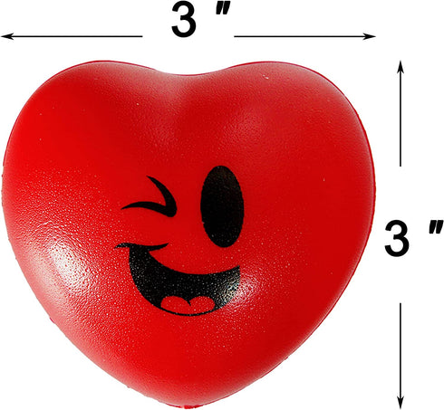 15 Valentines Day Heart Shaped Stress Relief 3€œ Smiley Face Balls for Kids Party Favors, School Classroom Exchange Prizes Gift