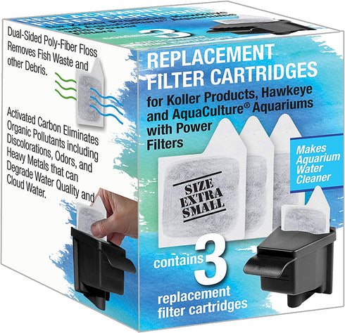 Koller Products Replacement Filter Cartridges - XS, 3-Pack, White