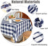Wracra Checkered Tablecloth Cotton Linen Buffalo Plaid Rectangle Table Cloth Washable Wrinkle Free Anti-Fading Outdoor & Indoor Dining Table Cover, Navy Blue, 55 × 71 Inch