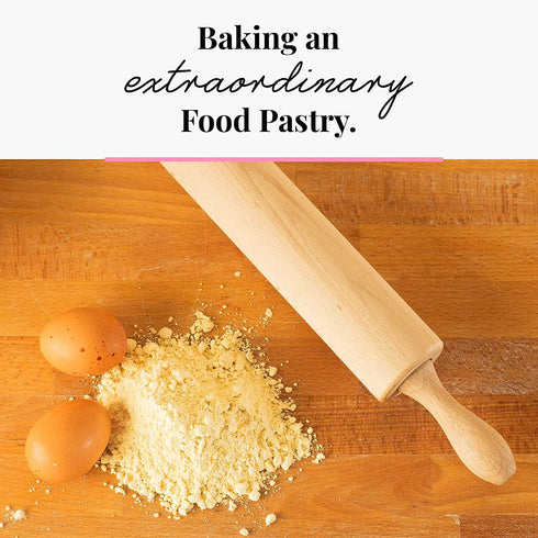 Tuuli Kitchen Classic Wood Rolling Pin with Rotating Center, Beechwood Roller for Pastry, Bread and Pasta Dough, Alternative to Plastic Rolling Pin, 44 x 5.5 cm