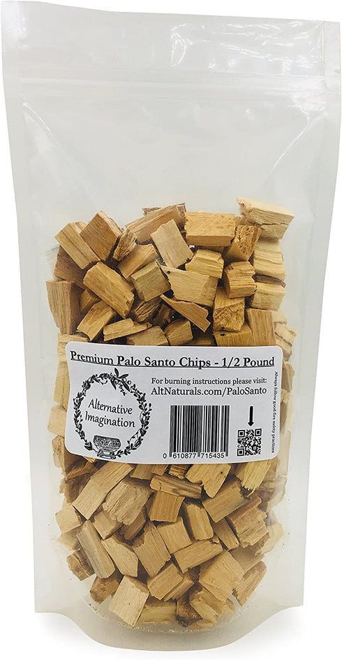 Alternative Imagination Premium Palo Santo Holy Wood Incense Chips, for Purifying, Cleansing, Healing, Meditating, Stress Relief. 100% Natural and Sustainable, Wild Harvested. (1/2 Pound)