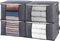 SGHUO Foldable Comforter Storage Bag, 4 Pack Large Organizers for Blankets, Pillow, Quilts, Linen, Storage Containers with Thick Fabric, Sturdy Zipper, Reinforced Handles, Clear Window, Grey, 90L