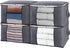 SGHUO Foldable Comforter Storage Bag, 4 Pack Large Organizers for Blankets, Pillow, Quilts, Linen, Storage Containers with Thick Fabric, Sturdy Zipper, Reinforced Handles, Clear Window, Grey, 90L