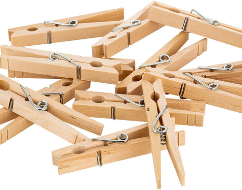Woolite Extra Large Wooden 100 Pack Clothespins, Natural