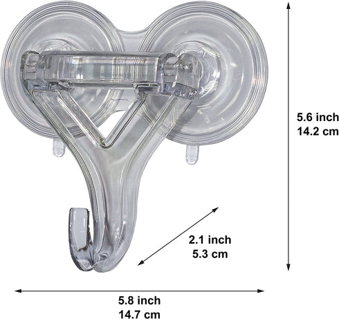 Lites-Up Heavy Duty Double Suction Cup Hook Reusable Wreath Hanger - Holds up to 25 LBs - Set of 2
