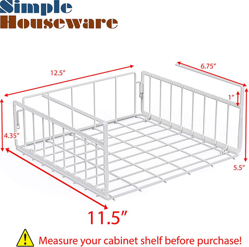 2 Pack - SimpleHouseware Under Shelf Basket, White