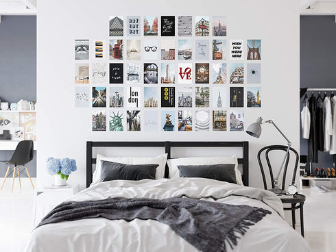 Haus and Hues Aesthetic Photo Collage Kit - City Wall Collage Kit, Picture Collage Kit for Wall Aesthetic | Aesthetic New York Collage Kit, Aesthetic Picture Collage | 4" x 6" (City Set of 50)