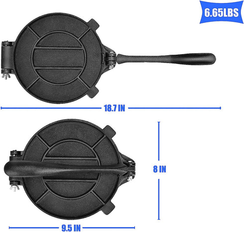 Bioexcel 8-Inch Premium Grade Cast Iron Tortilla Press tortillas Maker with Handle, Black