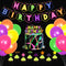 Glow Birthday Party Decoration Set Glow In The Dark Happy Birthday Banner Neon Cake Cupcake Topper Teenager B-Day Party At Night Balloons Ideas Favors Supplies