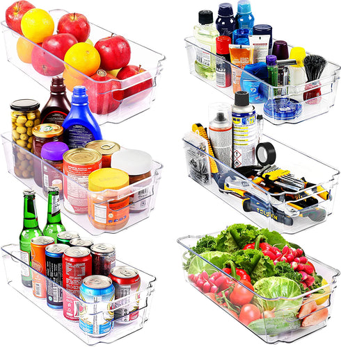 Utopia Home Set of 6 Pantry Organizers-Includes 6 Large Organizers-Organizers for Freezers, Kitchen Countertops and Cabinets - Clear Plastic Pantry Storage Racks
