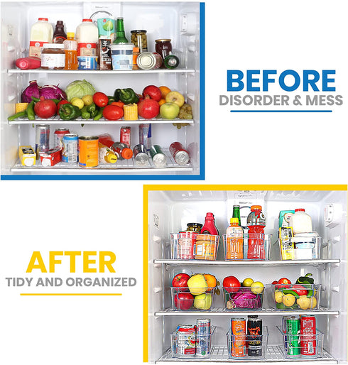 Utopia Home Set of 6 Pantry Organizers-Includes 6 Large Organizers-Organizers for Freezers, Kitchen Countertops and Cabinets - Clear Plastic Pantry Storage Racks