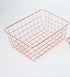 SINARDO Wire Storage Basket Organizer Bin Baskets for Kithen Cabinets Freezer Bedroom Bathroom (3, Rose Gold)