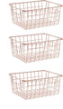 SINARDO Wire Storage Basket Organizer Bin Baskets for Kithen Cabinets Freezer Bedroom Bathroom (3, Rose Gold)