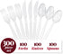300 Clear Plastic Silverware Set | Disposable Plastic Utensils | 100 Plastic Forks, 100 Plastic Spoons, 100 Plastic Knives | Plastic Cutlery Set | Heavy Duty Bulk Flatware Set