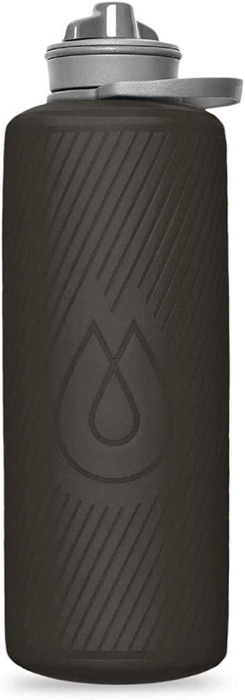 Hydrapak Flux - Collapsible Backpacking Water Bottle (1.5 Liter) - BPA Free, Ultra Light, Spill-Proof Twist Cap - Mammoth Grey