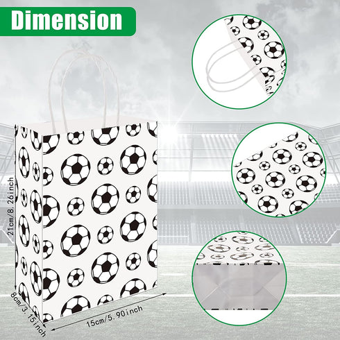 24 Pieces Soccer Party Favor Bags Soccer Goodie Bags Paper Soccer Print Treat Candy Gift Bags for Kids Soccer Themed Birthday Party Supplie Decorations