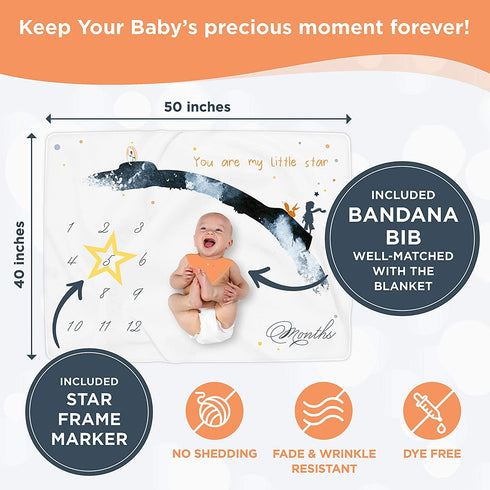 Cudycozy Baby Milestone Blanket and Monthly Milestone Photo Backdrop, Cute Newborn Baby Keepsake Baby Blanket for Baby Boy and Baby Girl, Milestone Blanket Baby boy and Girl, Baby Blankets Newborn