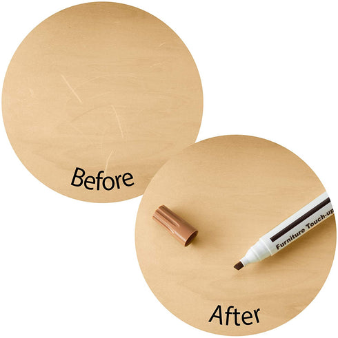 Escest Furniture Touch Up Repair 17Pc Set, Markers and Filler Sticks, Scratches Restore Kit, 8 Felt Tip Markers, 8 Filler Wax Sticks Crayons, 1 Sharpener, Fixing Wood Floors, Tables, Desks, Chairs