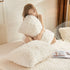 LIFEREVO 2 Pack Shaggy Plush Faux Fur Pillow Shams Fluffy Decorative Pillowcases Zipper Closure (Standard Queen Light Beige)