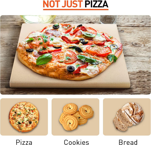 Arcedo Pizza Stone for Oven and Grill, 12 Inch Square BBQ Baking Stone for Bread, Heavy Duty Small Cordierite Pizza Grilling Stone, Thermal Shock Resistant, Includes Durable Metal Scraper