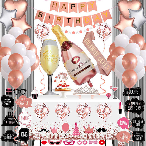 Birthday Party Decorations Decor Balloons Kit for Women Girls Birthday Supplies for 10th 13th 16th 18th 20th 25th 30th 35th 40th 50th 60th 70th (Rose Gold)