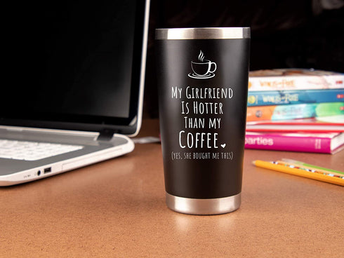 Boyfriend Gifts from Girlfriend- Travel Coffee Tumbler/Mug 20oz Insulated Stainless Steel - Funny Gift Idea for Year Anniversary, Valentines Day, Cute Presents, 1, Birthday
