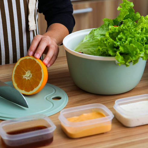 Citylife 2 Set Kitchen Colander Bowl Pasta Strainer Plastic Fruit Bowl Colanders with Lids 2.1 QT Dual-Layer Draining Bowl Vegetable Washing Basket