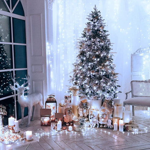 JMEXSUSS 300 LED Christmas Lights Outdoor Waterproof 8 Modes Christmas String Lights Cool White Christmas Tree Lights Indoor Plug in