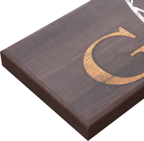 Patton Wall D©cor Family and Friends Gather Here Wood Wall Art Decorative Sign, 6" x 36", Brown