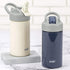 Zak Designs Planeterra Ivory & French Navy 18 oz Set of 2 Reusable Straw Water Bottle with Built-In Handle for Travel, Made with Durable Plastic
