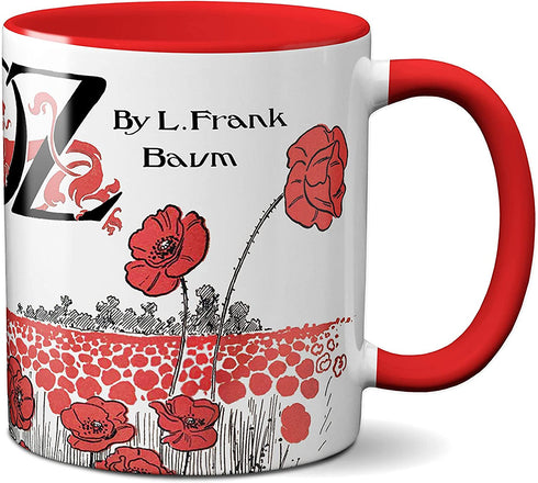 The Wonderful Wizard of Oz by Frank Baum Mug. Coffee Mug with Wizard of Oz Poppy field book design,Literature Mug, Book Mug, Bookish Mug, Book Lover Mug