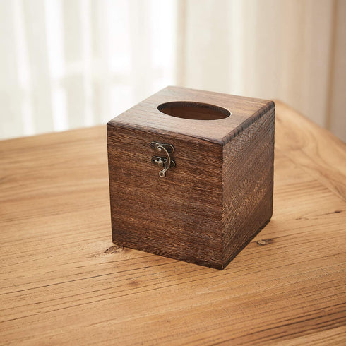 SINOBEST Wood Tissue Box Cover Decorative Square Facial Tissue Holder Napkin Dispenser for Bathroom and Home Decoration