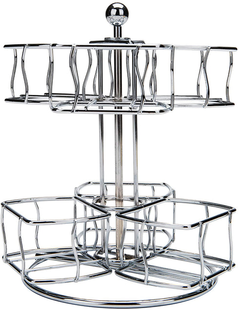 Mind Reader Tea Bag Carousel, Wire Holder, Rotating Organizer, Lazy Susan, Holds up to 60, 7 x 7 x 8.5 inches, Silver