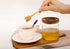 Honey Jar Pot Glass Holder Dispenser Set with Wooden Dipper Stick and Acacia Lid Cover for Home Kitchen, Clear, 14 Ounces, Modern Honey Syrup Glass Container for Storage Gift, Honey Pot and Drizzler